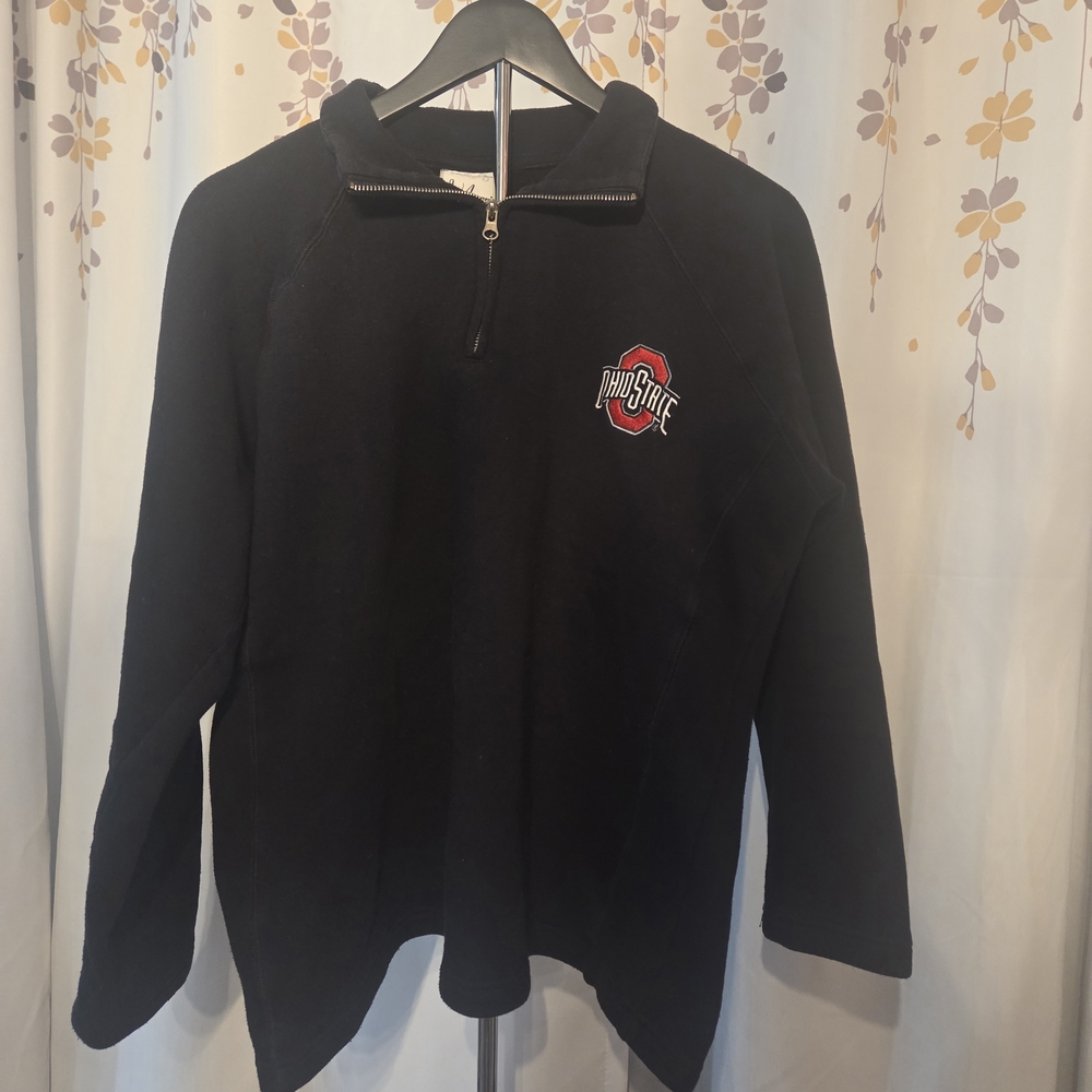J.America Black Pullover with Branded Ohio State Quarter Zip-size XLarge College